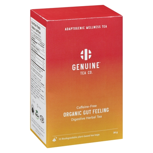 Genuine Tea Co. - Organic Digestive Herbal Tea - Gut Feeling 15s, 1 Each