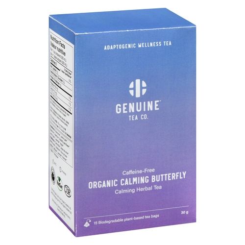 Genuine Tea - Organic Calming Herbal Tea - Calming Butterfly 15s, 1 Each