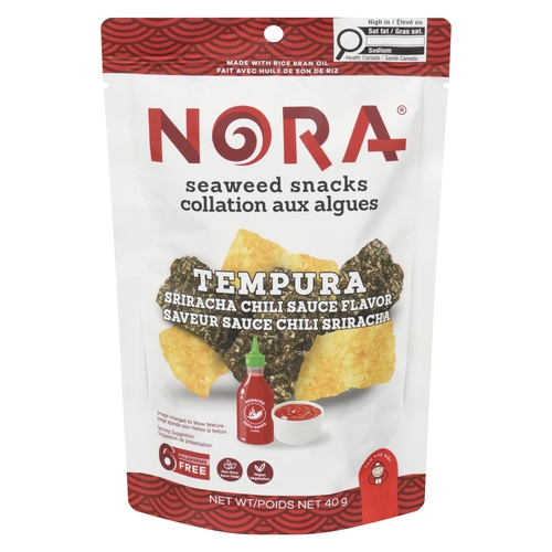 Nora Seaweed Snacks - Tempura Sriracha Chili Sauce Flavour 40g, 1 Each