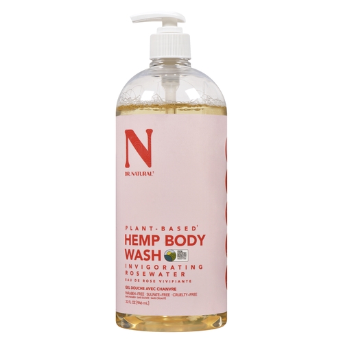 Dr. Natural - Plant-Based Hemp Body Wash - Rosewater 946ml, 1 Each