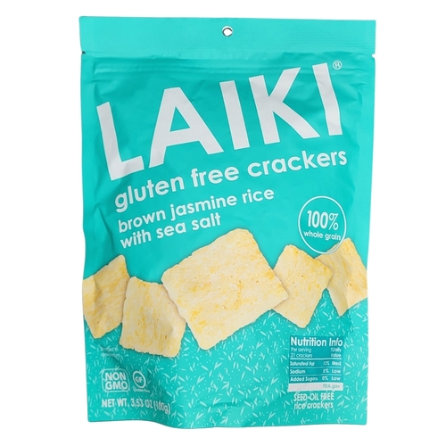 Laiki Rice Crackers - Brown Jasmine Rice with Sea Salt 100g, 1 Each