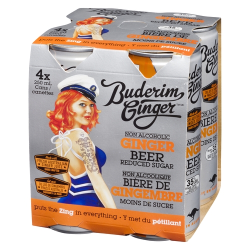 Buderim - Ginger Beer - Reduced Sugar 4/250ml, 1 Each