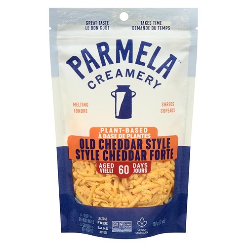 Parmela Creamery - Plant-Based Melting Shreds - Old Cheddar Style 198g, 1 Each