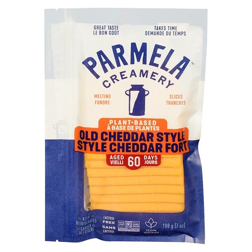 Parmela Creamery - Plant-Based Melting Slices - Old Cheddar Style 198g, 1 Each