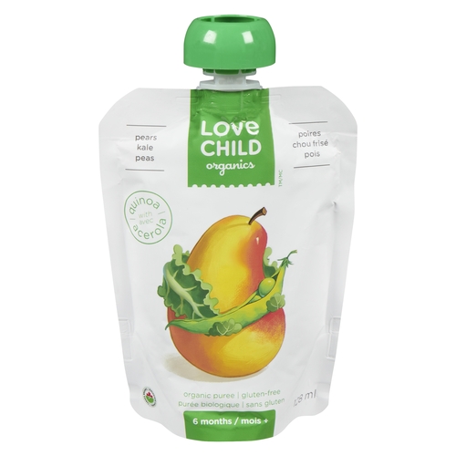 Love Child Organics - Puree - Pears Kale Peas 128ml, 1 Each