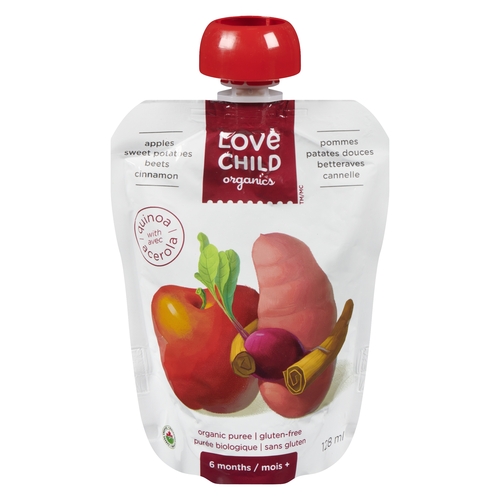 Love Child Organics - Puree - Apples Sweet Potatoes Beets Cinnamon 128ml, 1 Each