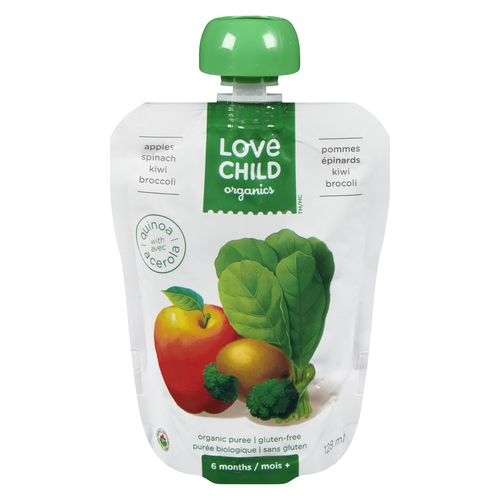 Love Child Organics - Puree - Apples Spinach Kiwi Broccoli 128ml, 1 Each