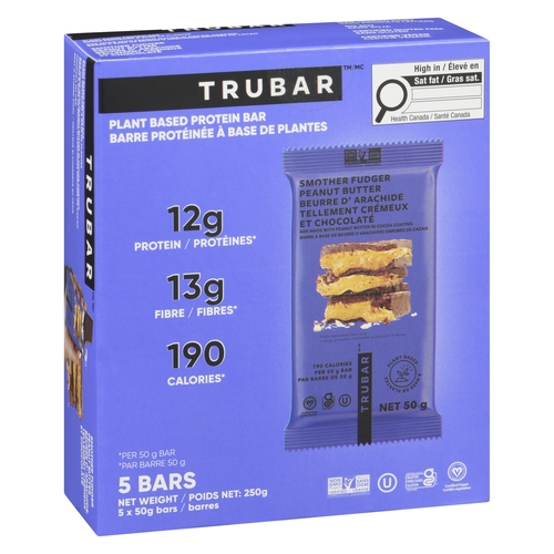 TRUBAR Plant Based Protein Bars - Smother Fudger Peanut Butter 5/50g, 1 Each