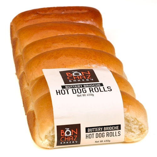 Bonchaz Bakery - Hot Dog Rolls - Buttery Brioche 6's 450g, 1 Each