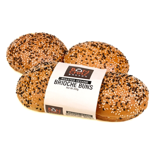 Bonchaz Bakery - Brioche Buns - Roasted Sesame 4's 300g, 1 Each