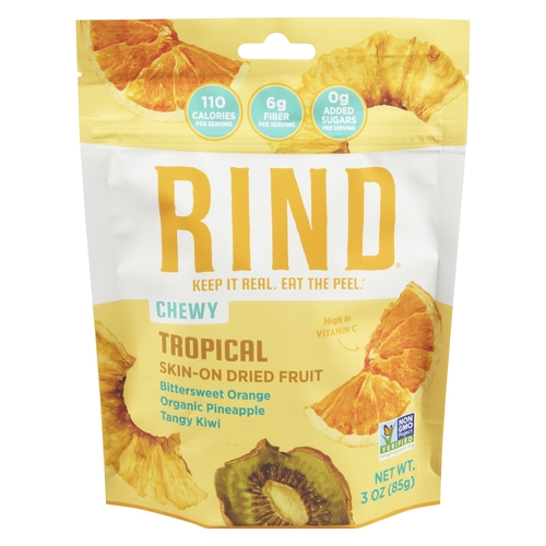 Rind Chewy Skin-On Dried Fruit - Tropical - Bittersweet Orange, Organic Pineapple, Tangy Kiwi 85g, 1 Each