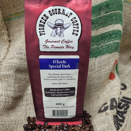 Pioneer Gourmet Coffee - O'Keefe Special Dark - Whole Bean Coffee - Dark Roast 400g, 1 Each