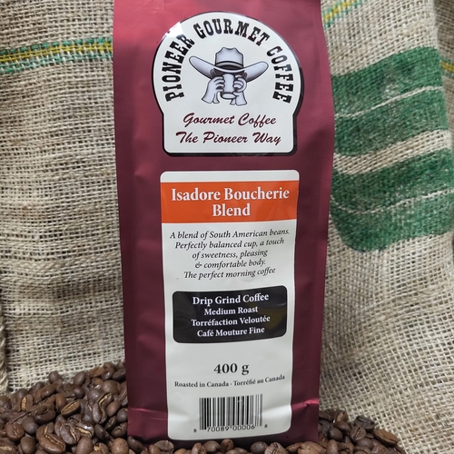 Pioneer Gourmet Coffee - Isadore Boucherie Blend - Drip Grind Coffee - Medium Roast 400g, 1 Each