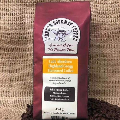 Pioneer Gourmet Coffee - Lady Aberdeen Highland Grogg Flavoured Coffee - Whole Bean Coffee - Medium Roast 400g, 1 Each