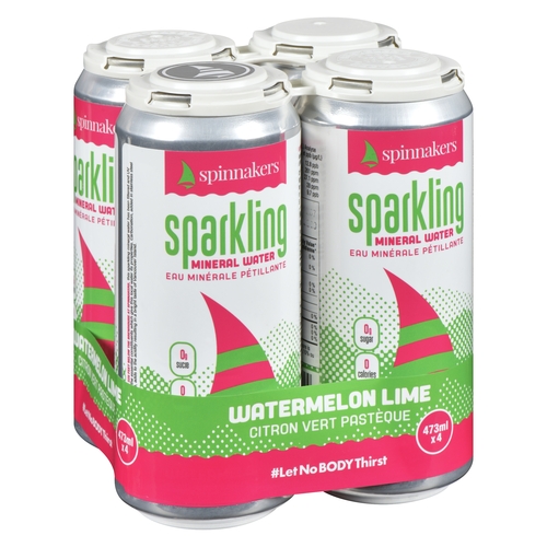 Spinnakers Sparkling Mineral Water - Watermelon Lime 4/473ml, 1 Each