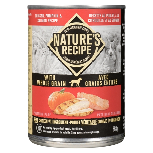 Nature's Recipe - Premium Paté Dog Food - Chicken, Pumpkin & Salmon Recipe with Whole Grain 368g, 1 Each