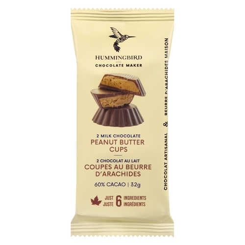 Hummingbird Chocolate Maker - Milk Chocolate Peanut Butter Cups 60% Cacao 32g