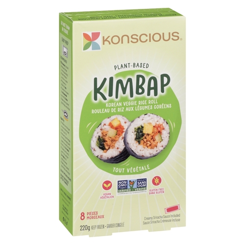 Konscious - Plant-Based Kimbap Korean Veggie Rice Roll - 8 Pieces 220g, 1 Each