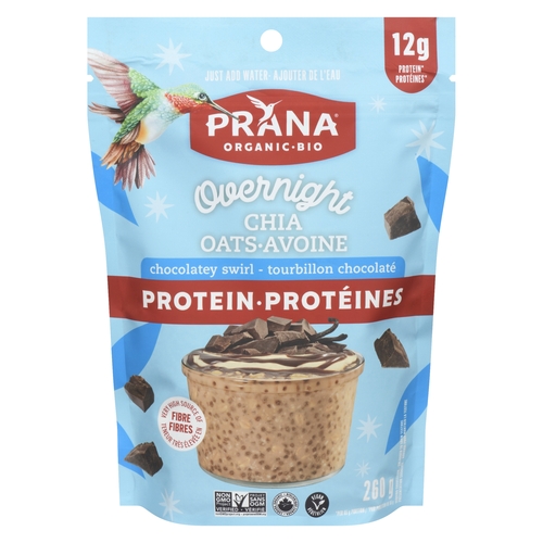Prana - Organic Protein Overnight Chia Oats - Chocolatey Swirl 260g
