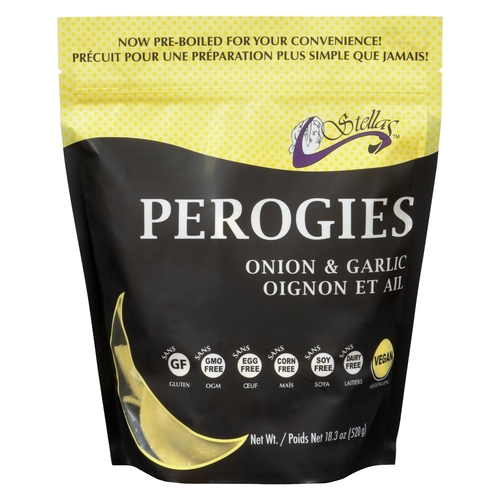 Stellas Perogies - Onion & Garlic - Gluten Free - Vegan 520g, 1 Each