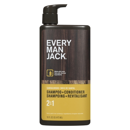 Every Man Jack 2 in 1 Shampoo + Conditioner - Sandalwood 473ml, 1 Each