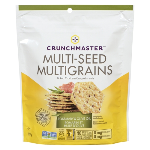 Crunchmaster - Multi-Seed Baked Crackers - Rosemary & Olive Oil 128g, 1 Each