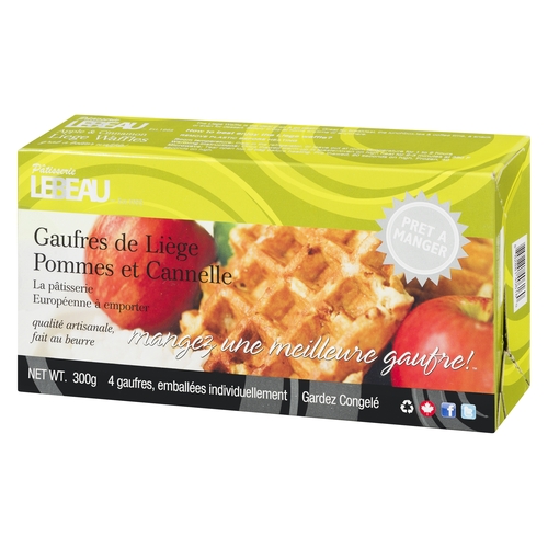 Patisserie Lebeau - Belgian Liege Waffles - Apple & Cinnamon 4's 300g, 1 Each