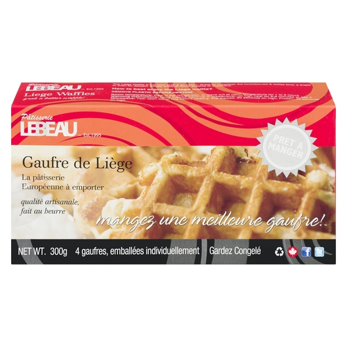 Patisserie Lebeau - Belgian Liege Waffles 4's 300g, 1 Each