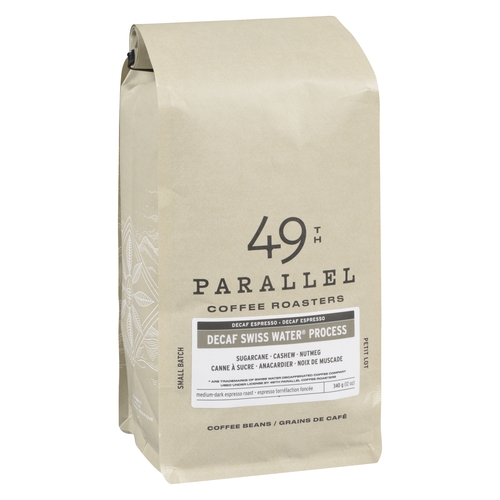 49th Parallel Coffee Roasters - Coffee Beans - Decaf Swiss Water Process 340g, 1 Each