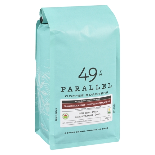 49th Parallel Coffee Roasters - Organic Coffee Beans - French Roast 340g, 1 Each