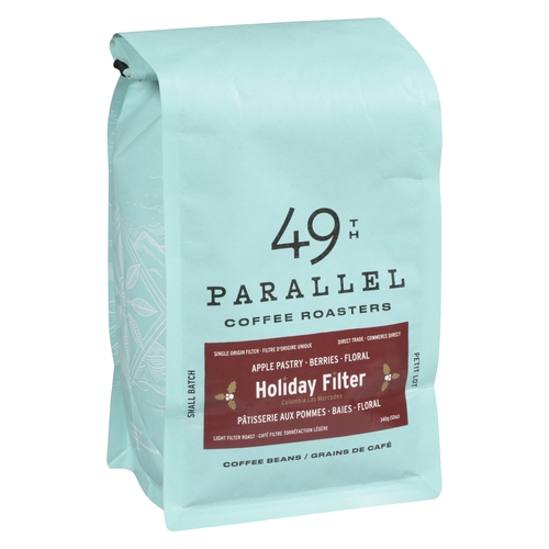 49th Parallel Coffee Roasters - Coffee Beans - Holiday Filter - Light Filter Roast 340g, 1 Each