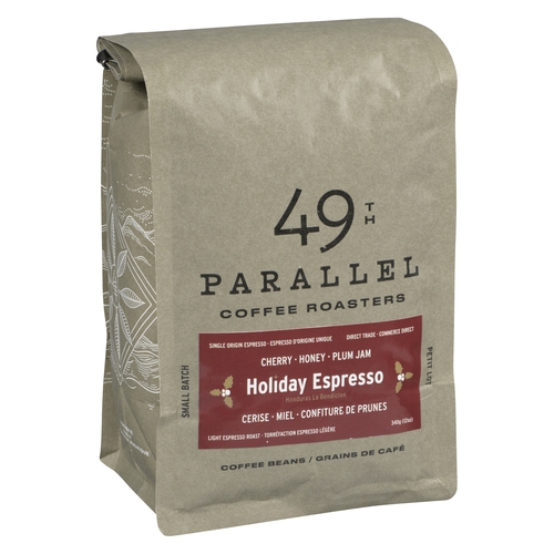 49th Parallel Coffee Roasters - Coffee Beans - Holiday Espresso - Light Espresso Roast 340g, 1 Each