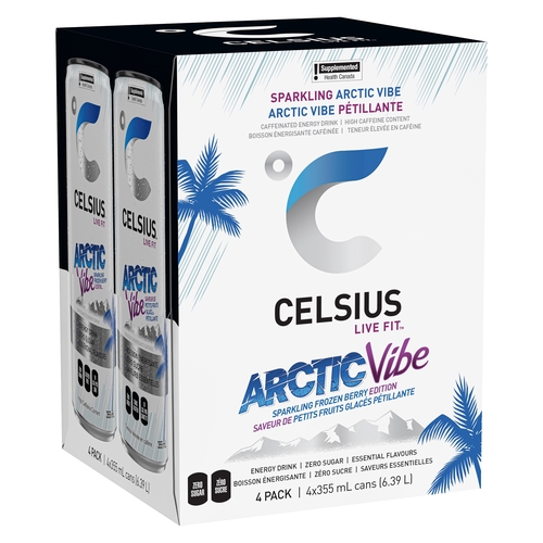 Celsius Live Fit - Caffeinated Energy Drink - Sparkling Arctic Vibe Frozen Berry Edition 4/355ml, 1 Each