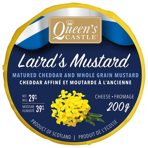 Queen's Castle Cheese - Laird's Mustard - Matured Cheddar and Whole Grain Mustard 200g, 1 Each