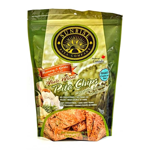 Sunrise Pita Company - Whole Wheat Pita Chips - Rosemary & Garlic 180g, 1 Each