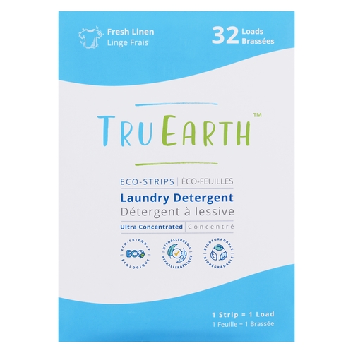 Tru Earth - Eco-Strips Laundry Detergent - Fresh Linen 32s, 1 Each