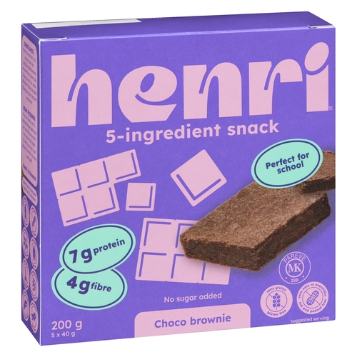 Henri Vegan Brownie - 5-Ingredient Snack Choco 5's 200g, 1 Each
