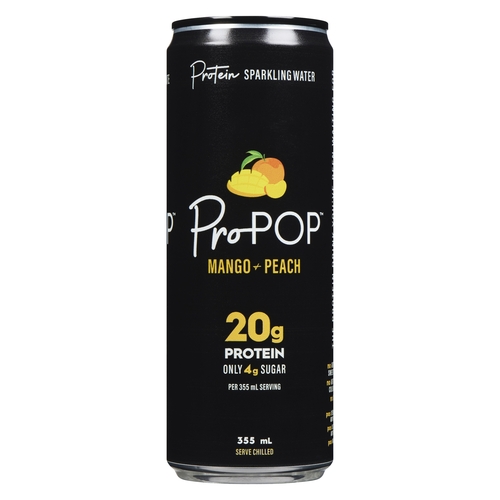 ProPOP Protein Sparkling Water - Mango + Peach 355ml, 1 Each