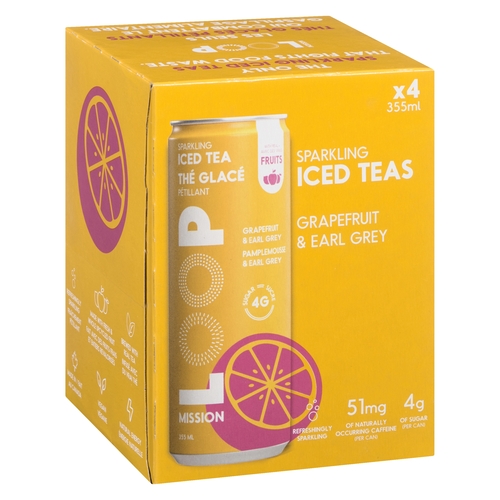 Loop Mission - Sparkling Iced Teas - Grapefruit & Earl Grey 4/355ml, 1 Each