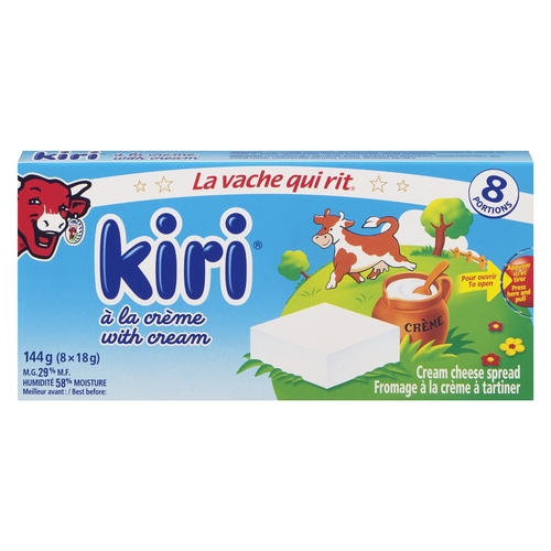 La Vache Qui Rit Kiri Cream Cheese Spread with Cream 29 % m.f. - 8 Portions x 18g 144g, 1 Each