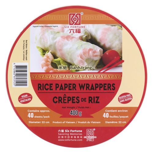 Six Fortune - Rice Paper Wrappers 40'S 400g, 1 Each