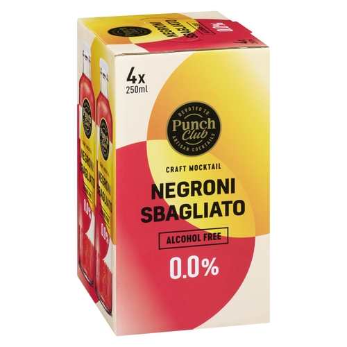 Punch Club Craft Mocktail - Negroni Sbagliato 4/250ml, 1 Each