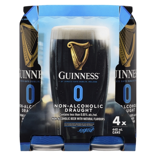 Guinness Non-Alcoholic Draught Beer 4/440ml, 1 Each