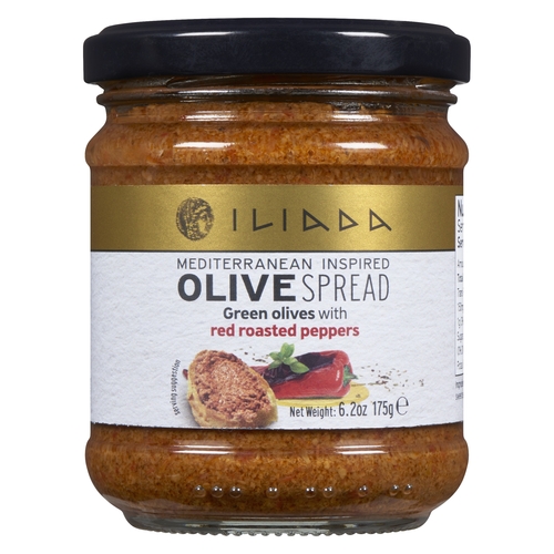 Iliada - Olive Spread - Green Olives with Red Roasted Peppers 175g, 1 Each