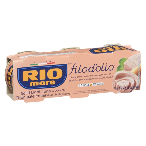 Rio Mare - Solid Light Tuna in Olive Oil - Filod'olio 3 x 65g 195g, 1 Each