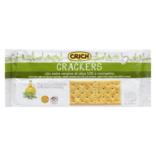 Crich Crackers - Extra Virgin Olive Oil 10% and Rosemary - 8 Packets 250g, 1 Each