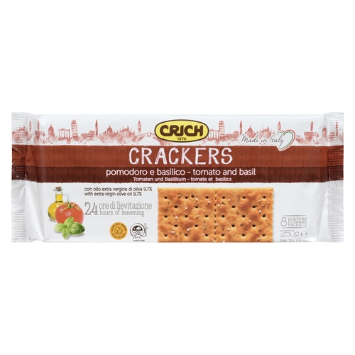 Crich Crackers - Tomato & Basil - 8 Packets 250g, 1 Each