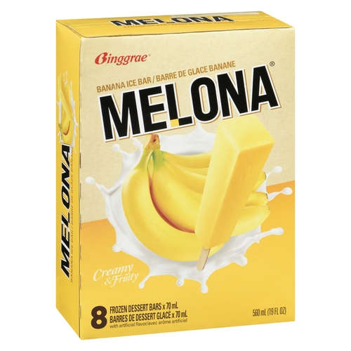 Binggrae - Melona Frozen Dessert Bars - Banana Ice Bar 8/70ml, 1 Each