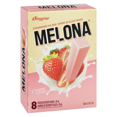 Binggrae - Melona Frozen Dessert Bars - Strawberry Ice Bar 8/70ml
