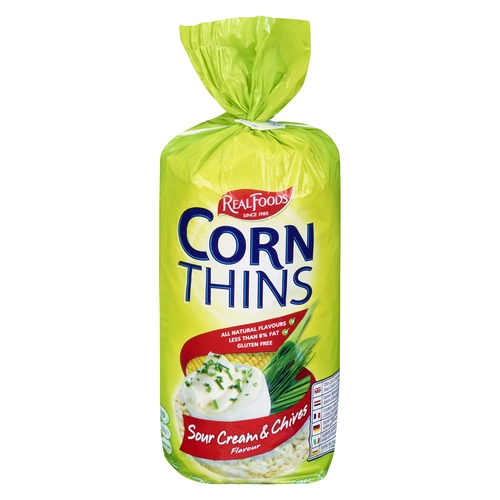 Real Foods - Corn Thins - Sour Cream & Chives 125g, 1 Each